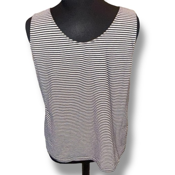 TALBOTS 180 Two-Way Tank Belleville Stripe - INDIGO BLUE/WHITE 2X - Picture 4 of 12